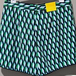 Diane Von Furstenberg  Green Arrow Geo Print Mini Faux Wrap Skort